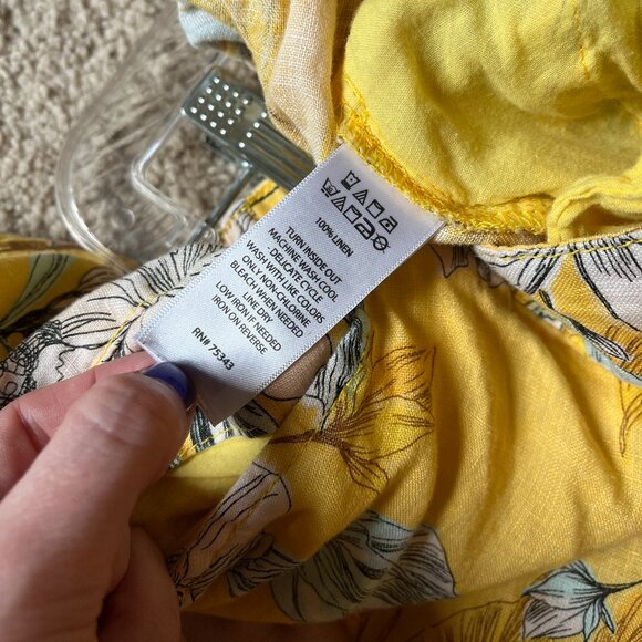 Nicole Miller *Yellow Wide-Leg Linen Pants* | Bright Floral | POCKETS | XS - Picture 10 of 12